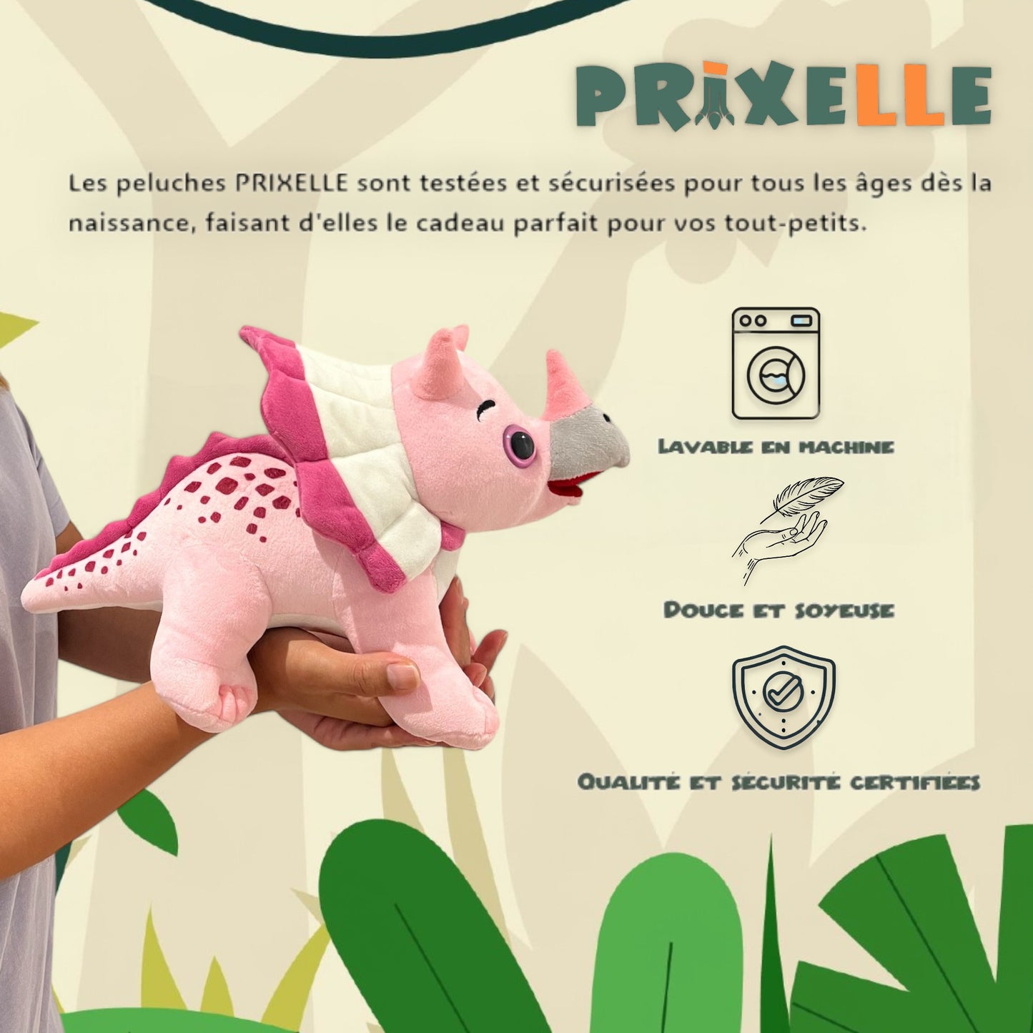Peluche dinosaure Brune la TRICERATOPS